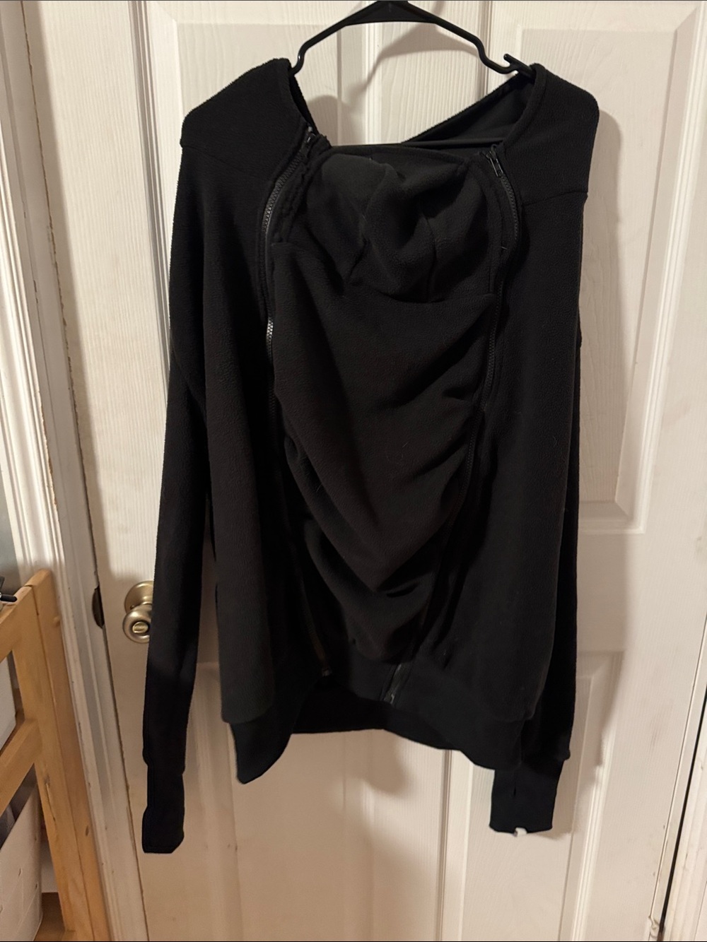 Black Zip-Detail Hoodie